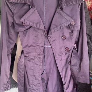 Purple Trench Coat with Wide Collar